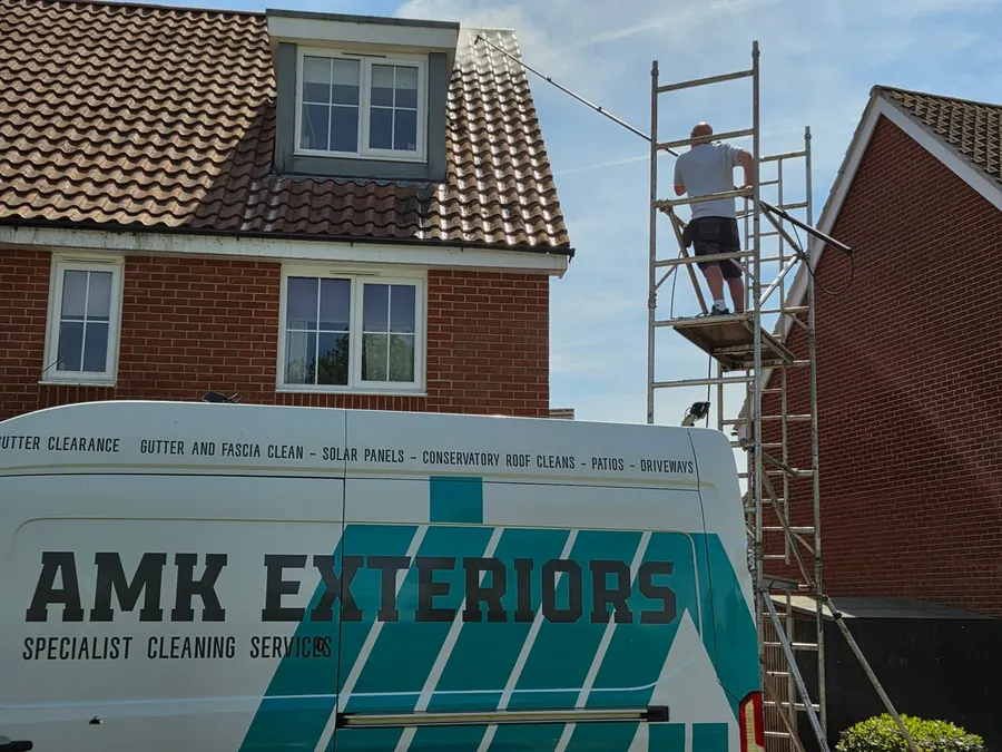 AMK Exteriors roof cleaning job